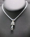 Vintage Clear Drop Silver Pendant Necklace