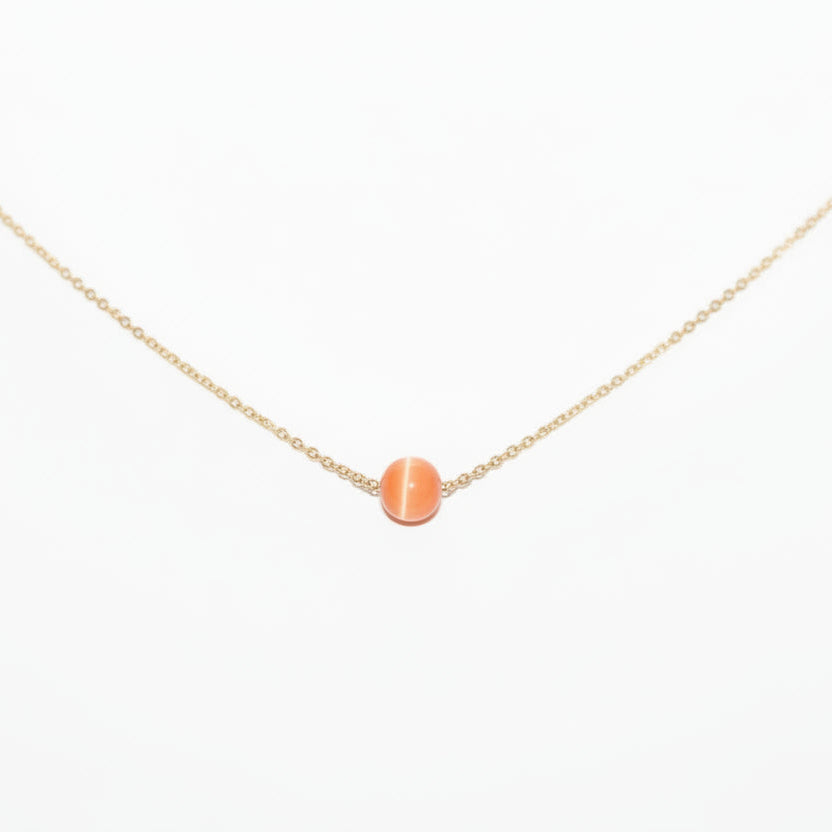 Orange Ball Gold plated Silver Pendant Necklace