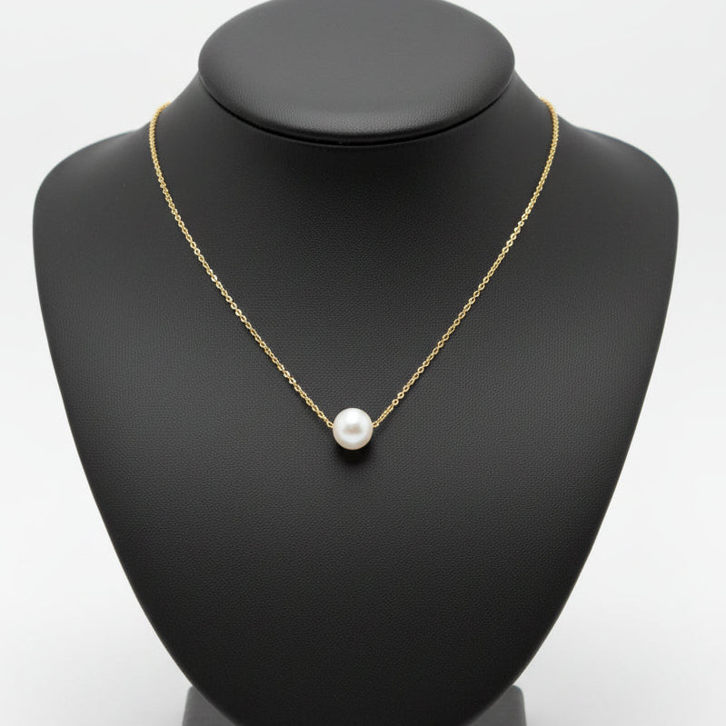 White Pearl Gold Plated Silver Pendant Necklace
