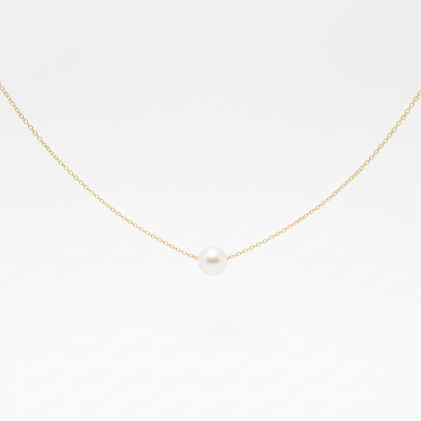 White Pearl Gold Plated Silver Pendant Necklace