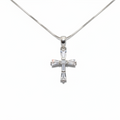 Cross Cubic Zirconia Silver Pendant Necklace