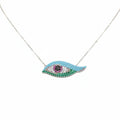Evil Eye Color Stones Silver Pendant Necklace