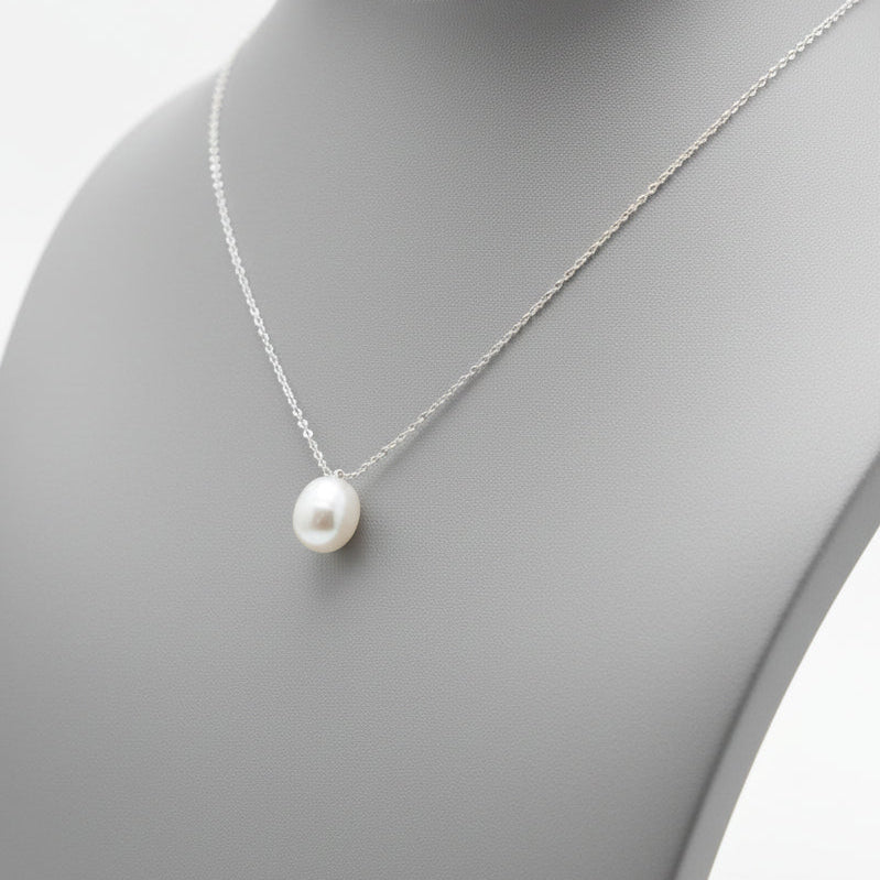 Oval Silver Pendant Necklace