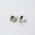 Two Tone Large Hoops Silver Earrings