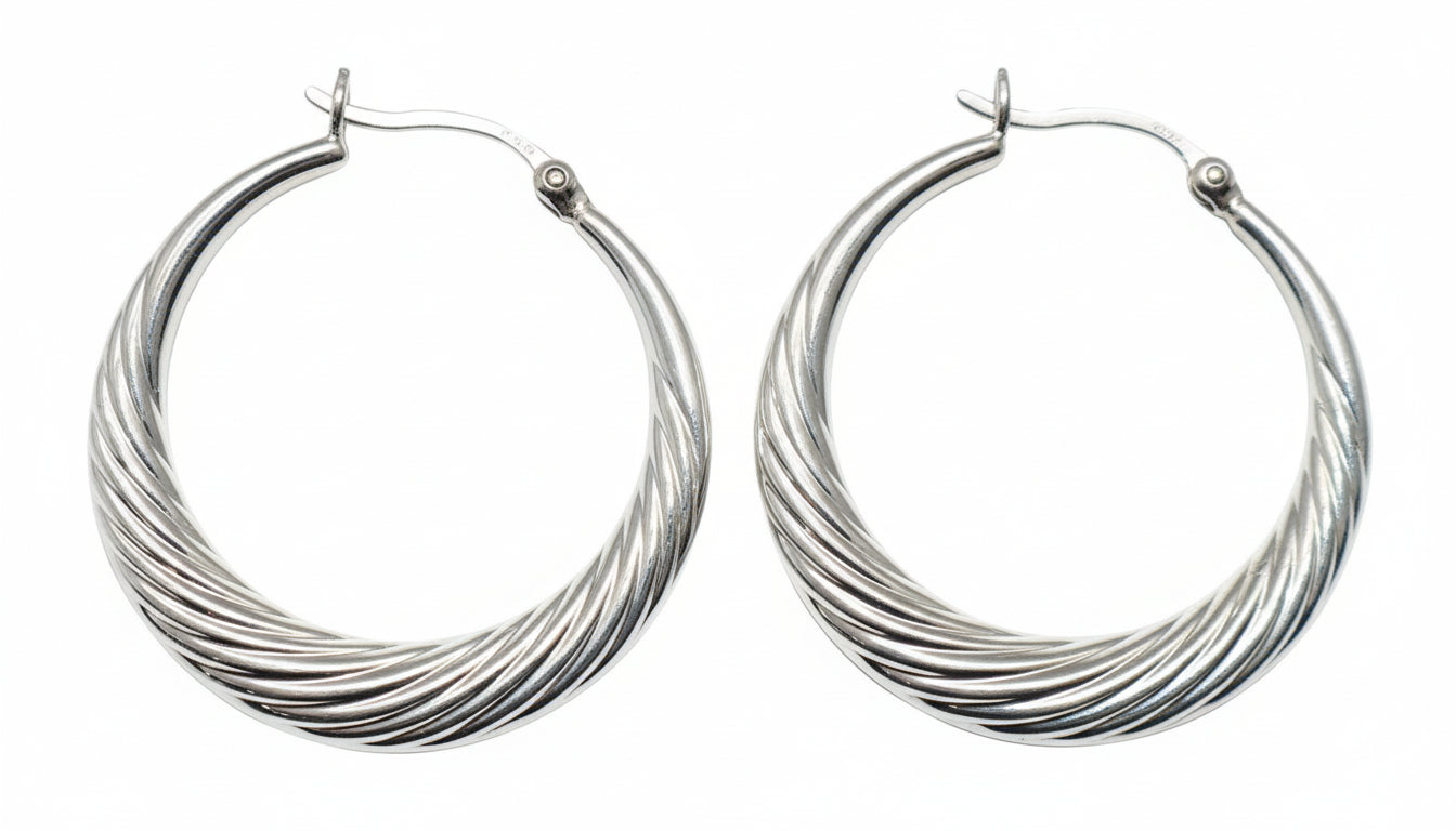 Hoop Thread Silver Earrings