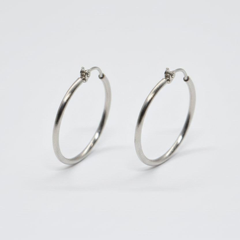 Medium Hoop Silver Earrings