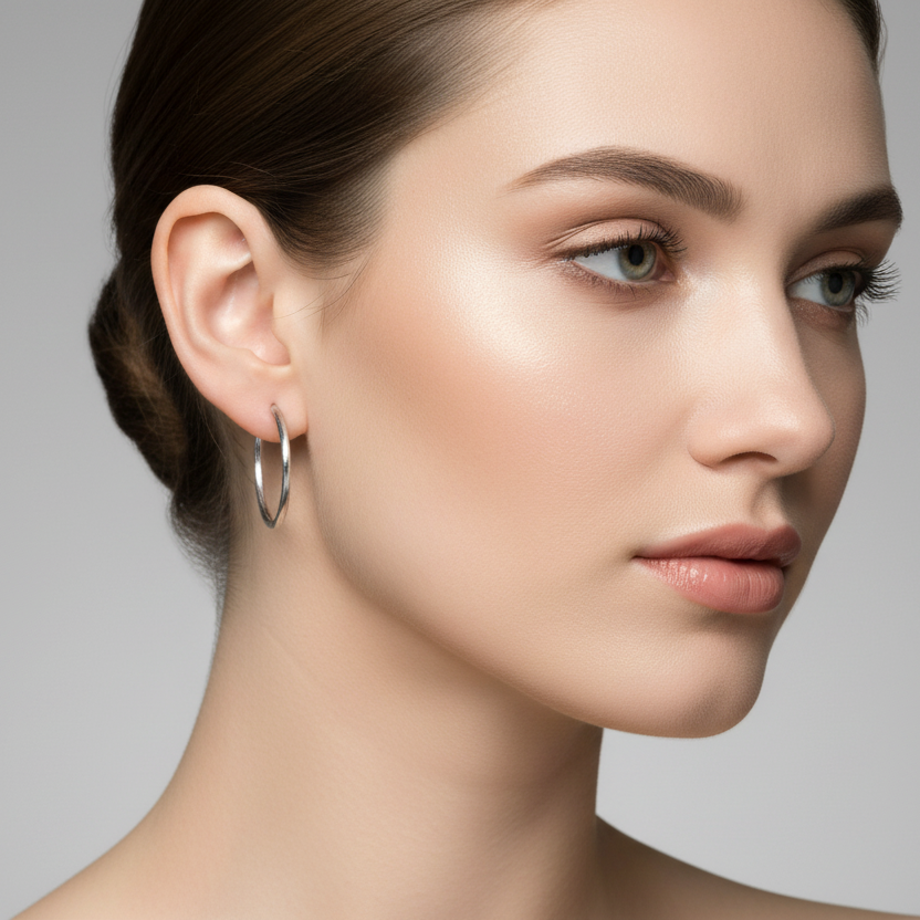 Medium Hoop Silver Earrings