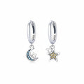 Moon and Star Silver Earrings