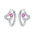 Heart Mini Pink heart Hoop Silver Earrings