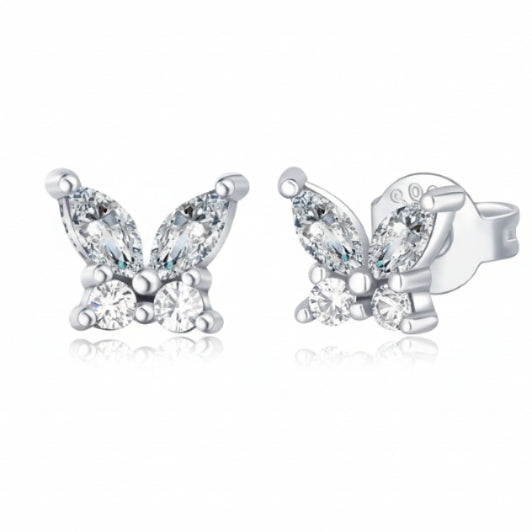 Butterfly Stud Silver Earrings