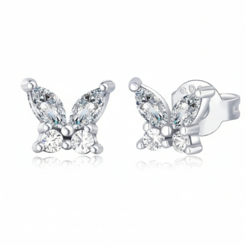 Butterfly Stud Silver Earrings
