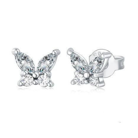 Butterfly Stud Silver Earrings